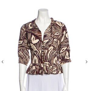 Max Mara - Printed V-Neck button up top, size m